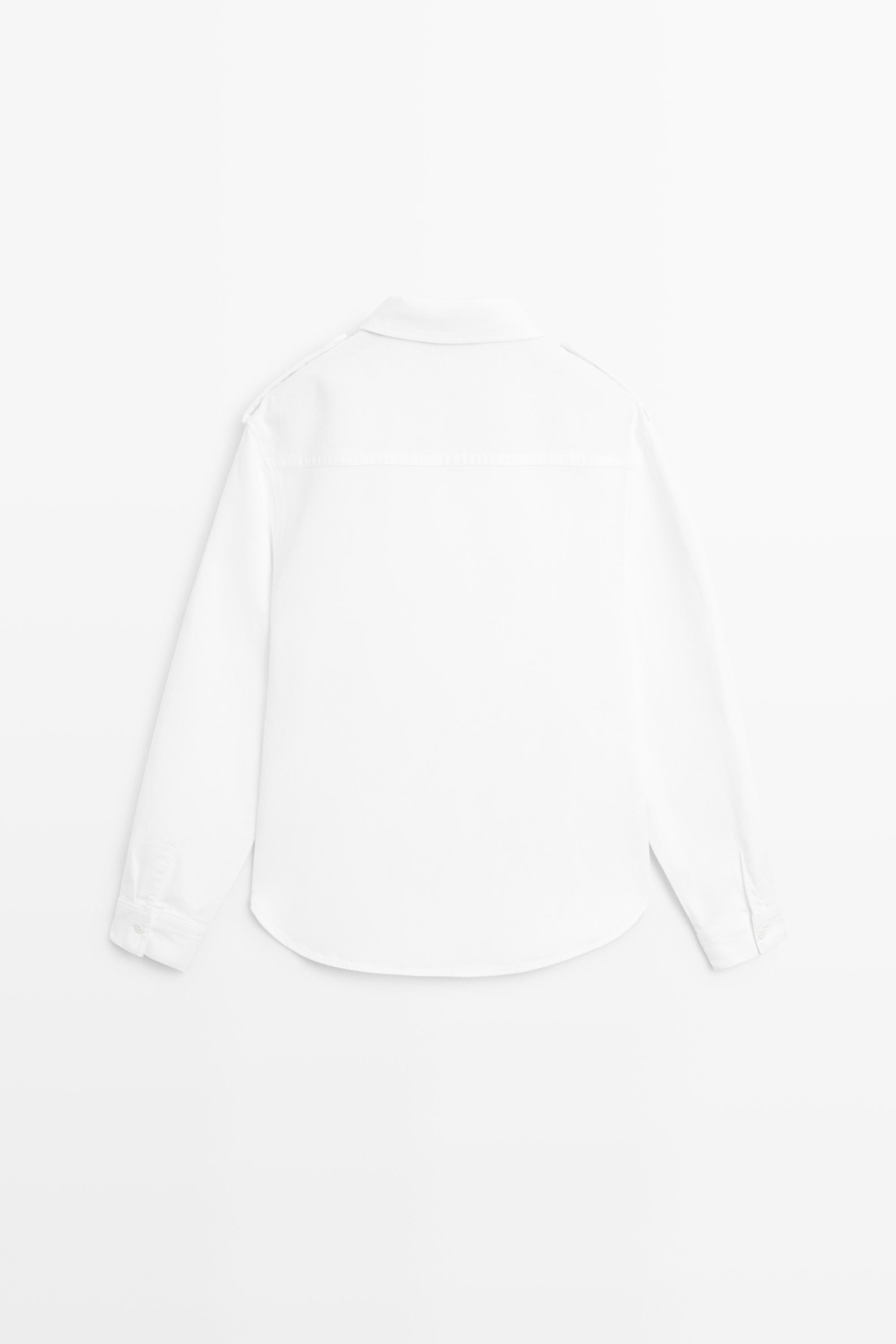 Cotton and linen blend shirt with shoulder detail